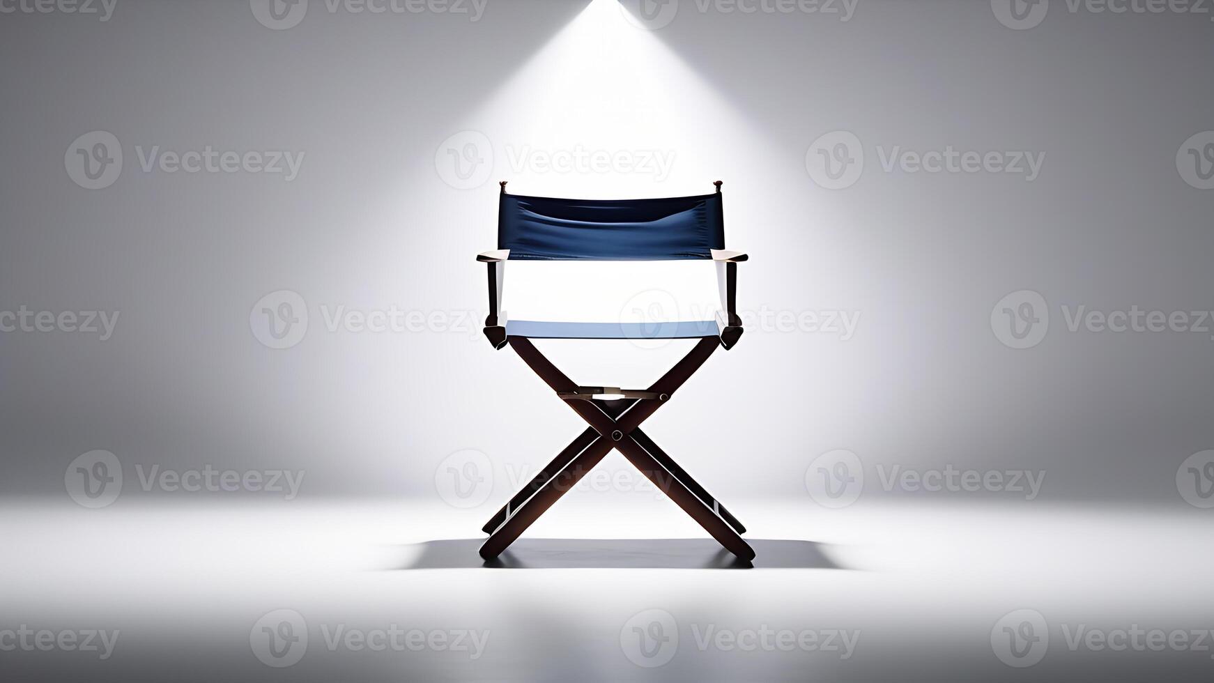 AI generated Empty directors chair in spotlight in studio background photo