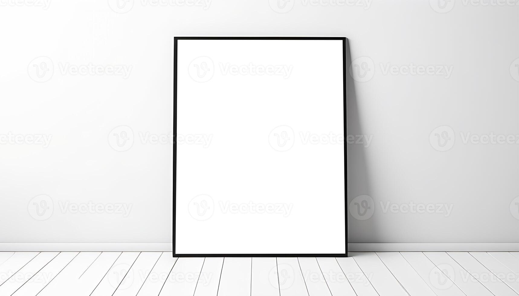 AI generated Poster mockup, home art, picture mockup in frame. Empty blank image mock up, standing on floor photo