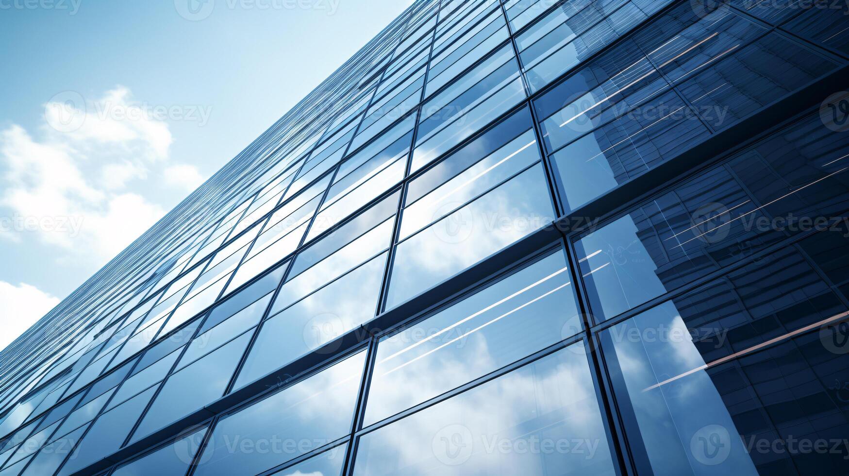 AI generated Blurred glass wall of modern business office building at the business center use for background in business concept. Blur corporate business office. Abstract office windows background. photo