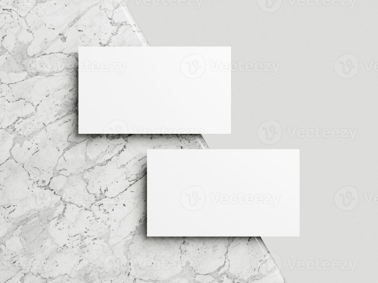 blanco blanco negocio tarjeta Bosquejo en mármol antecedentes 3d hacer ilustración para burlarse de arriba y diseño presentación. foto