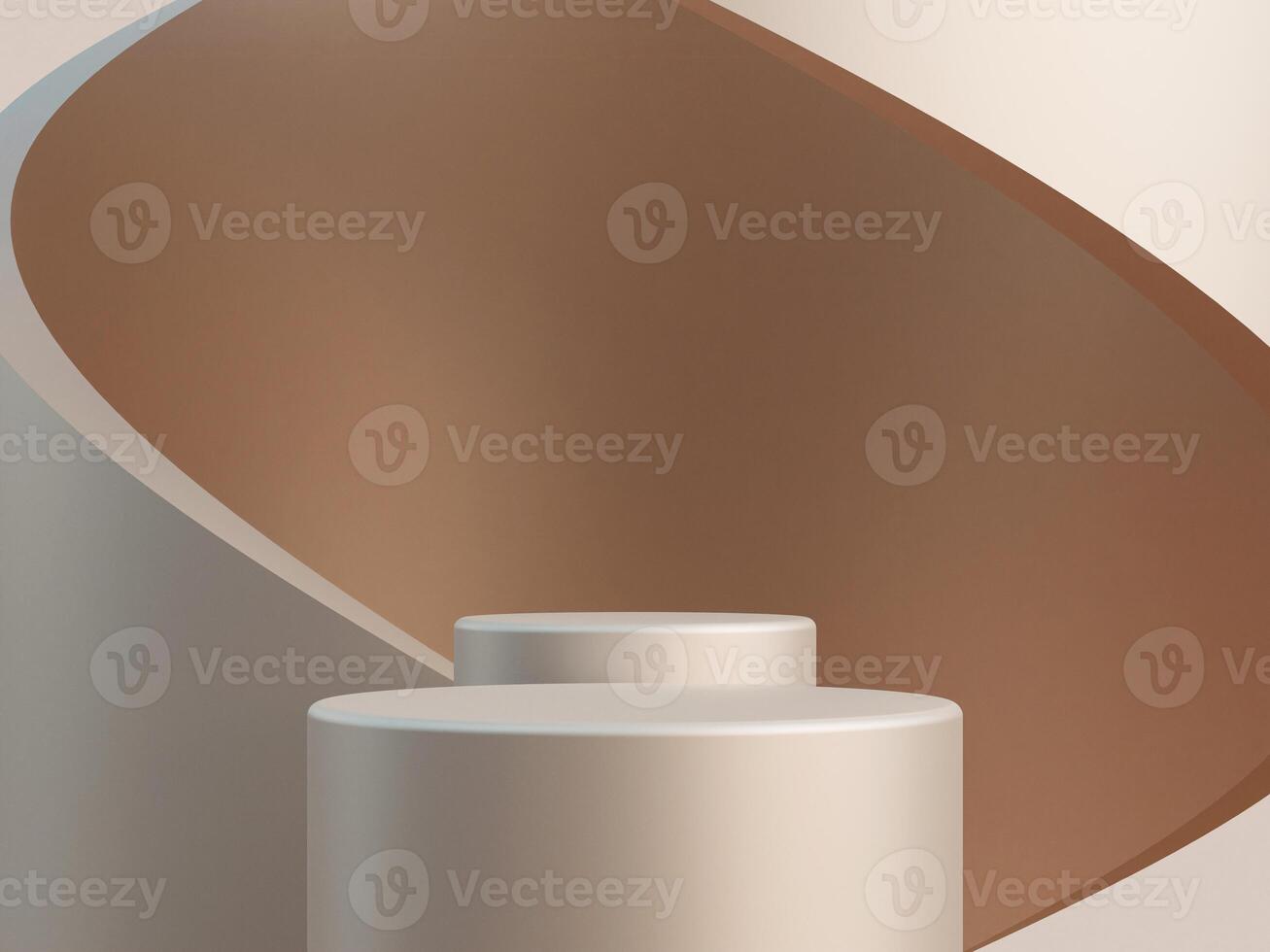 3d display product brown minimal scene with geometric podium platform. spiral wall background 3d rendering with podium. stand for cosmetic products. Stage showcase on pedestal 3d brown studio photo
