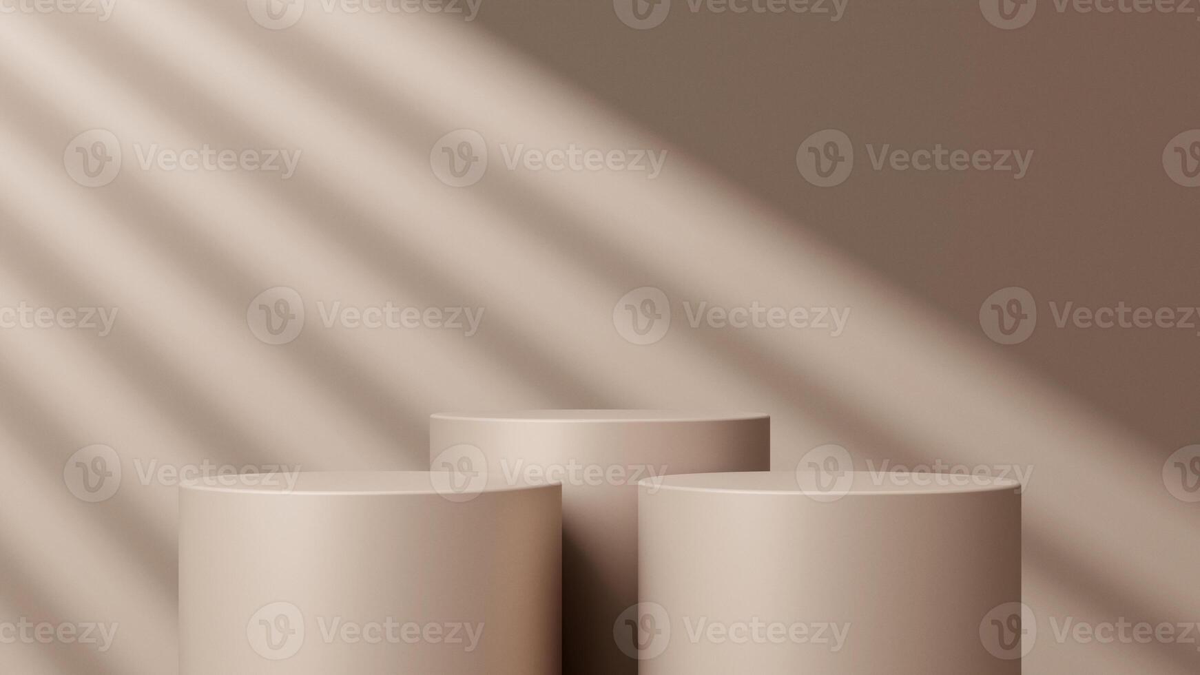 3d display product brown minimal scene with geometric podium platform. cylinder background 3d rendering with podium. stand for cosmetic products. photo