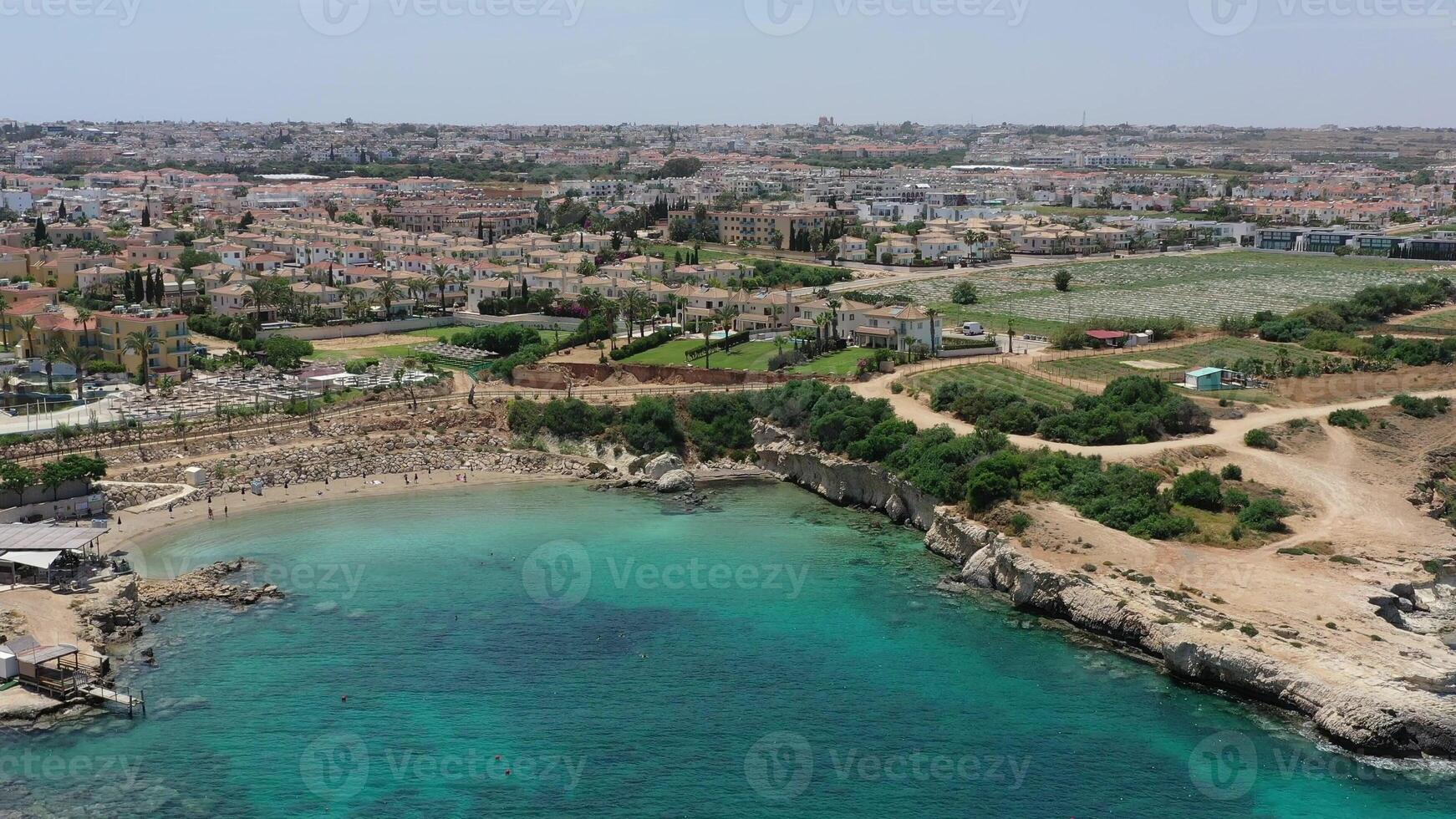 Cyprus coast with cliffs aerial view photo