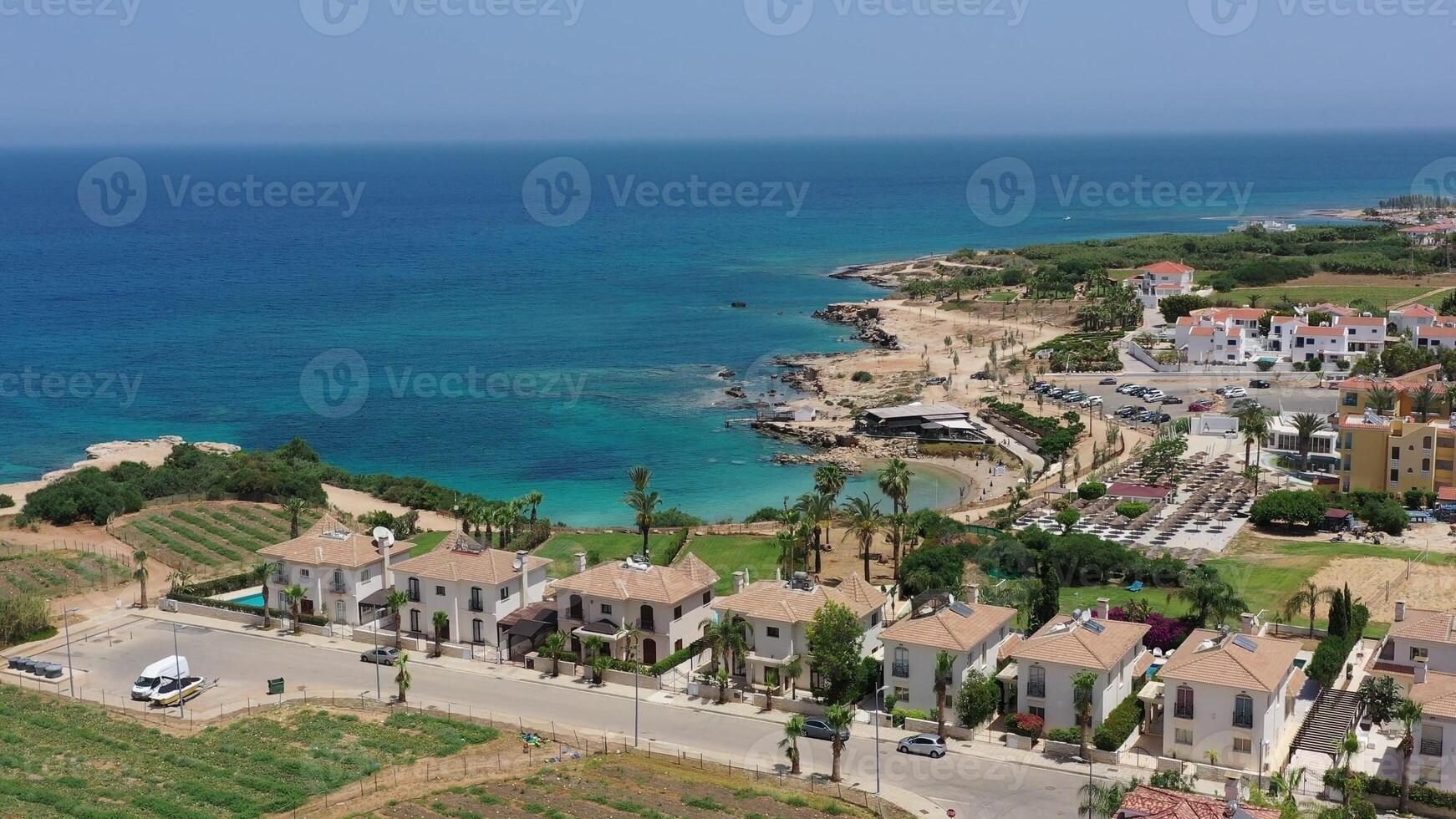 Cyprus coast with cliffs aerial view photo