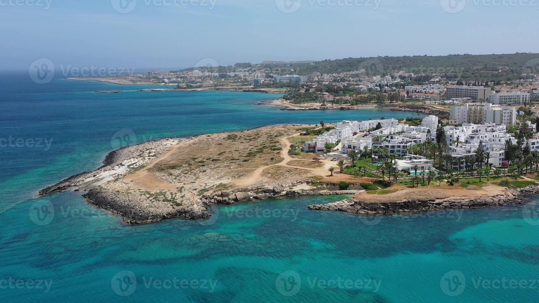 Cyprus coast with cliffs aerial view photo