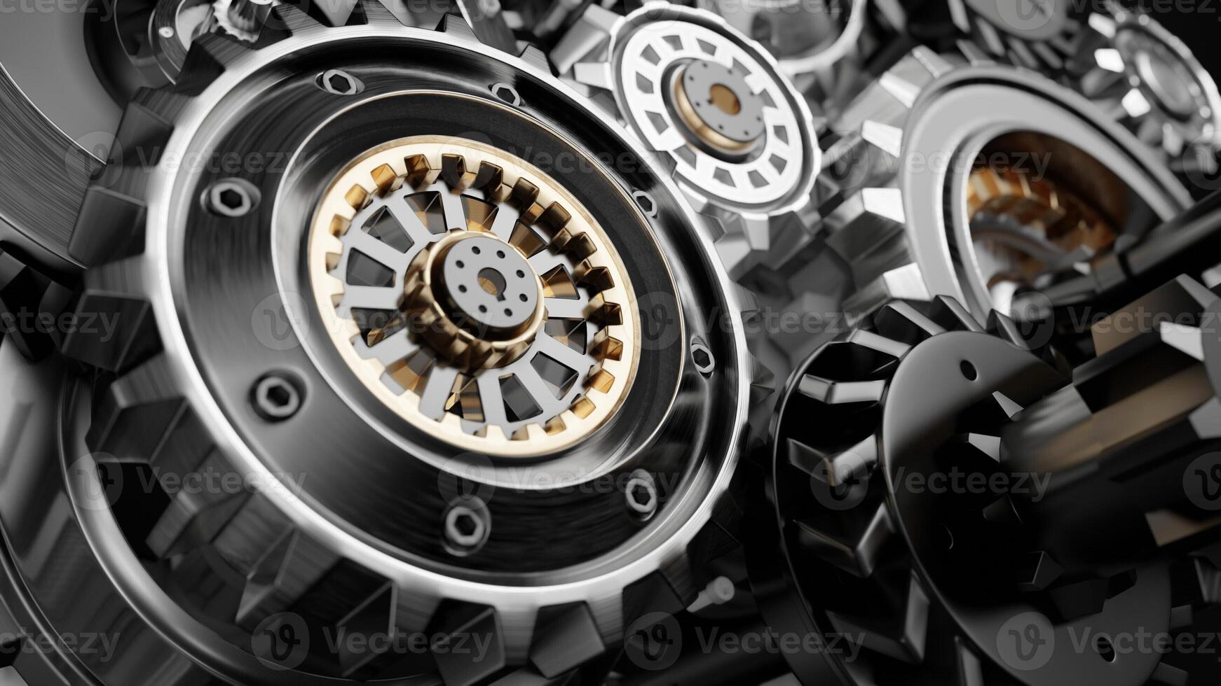 Metalic Gears Set 3d render photo