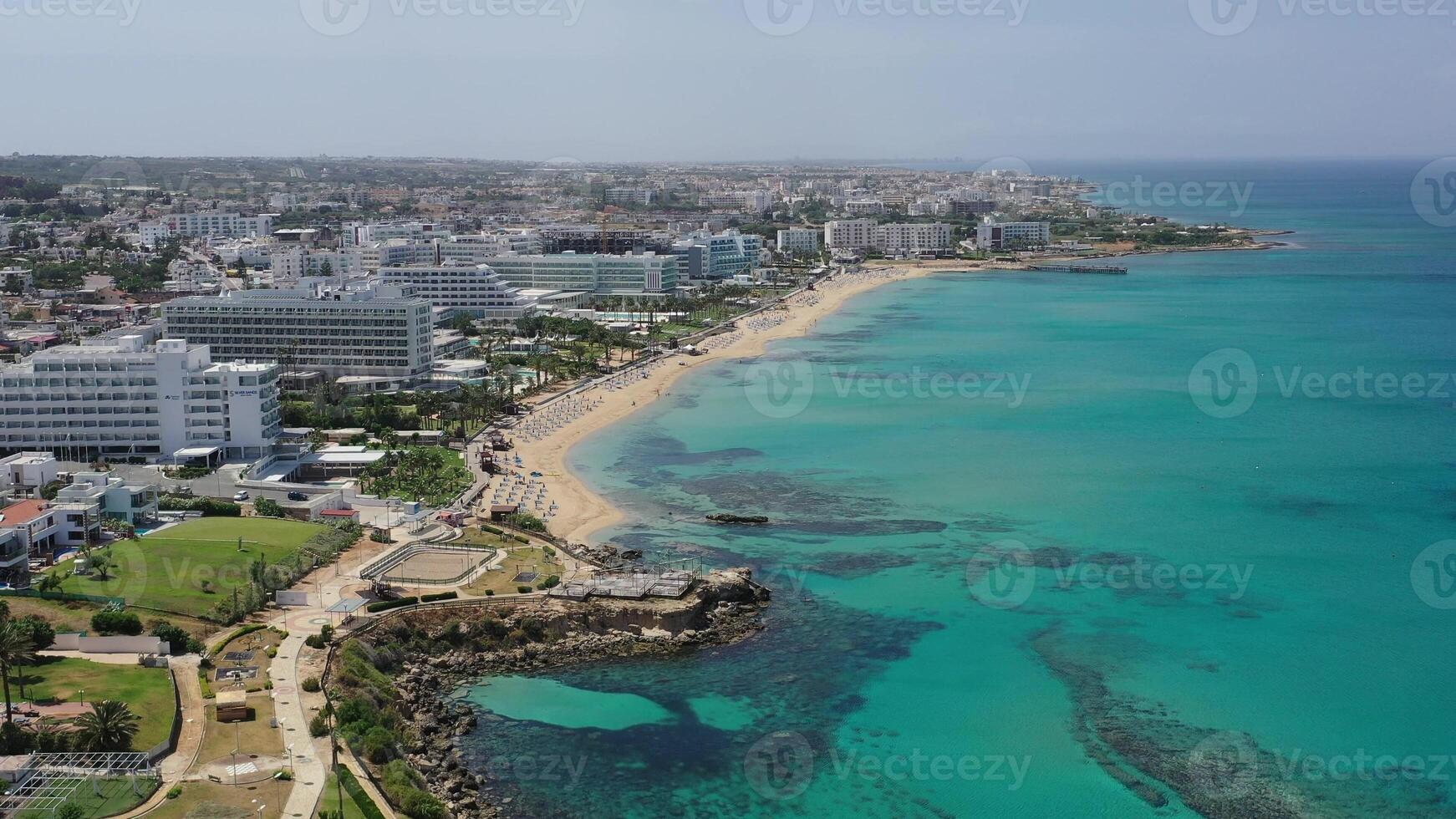 Cyprus coast with cliffs aerial view photo