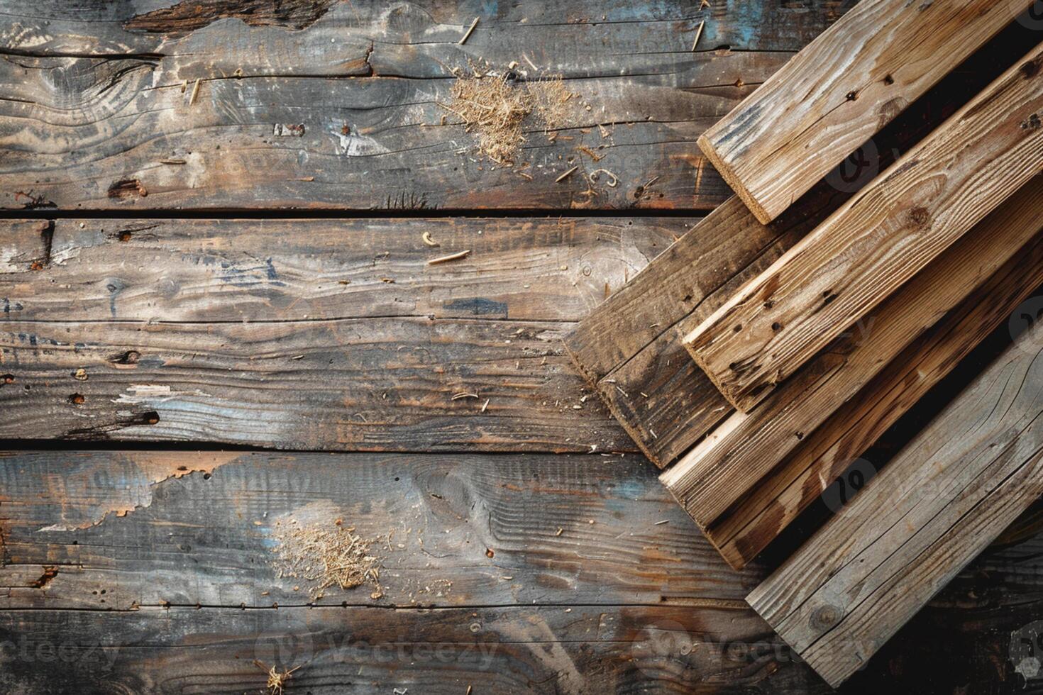 AI generated wooden log background with copy space photo