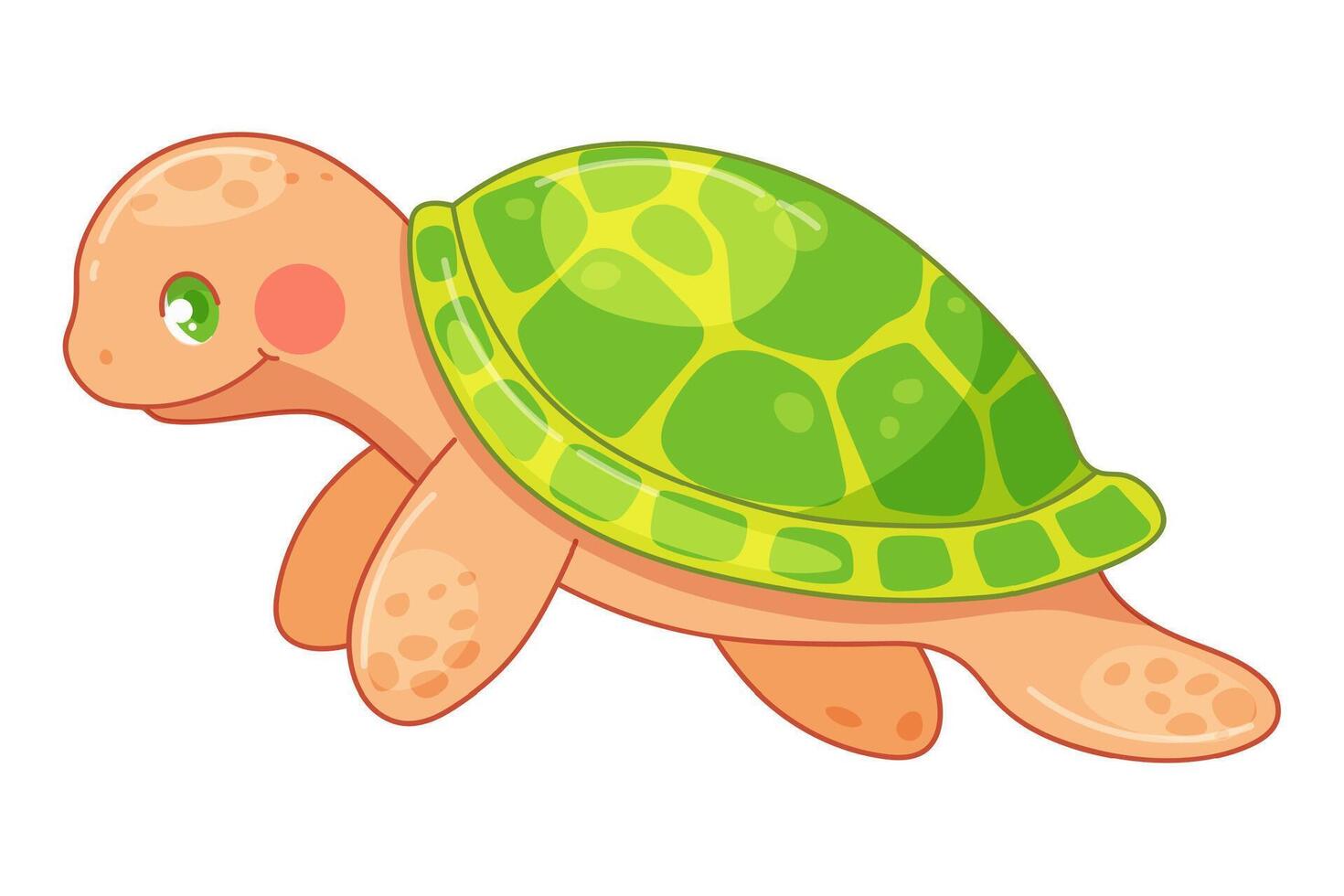 Cute baby turtle on white background isolated. Vector illustration of sea life in childish style for prints, textiles, clothes, baby shower