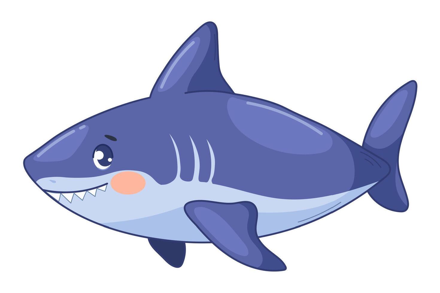 linda bebé tiburón aislado en blanco antecedentes. vector ilustración de mar vida en infantil estilo para huellas dactilares, textiles, ropa, bebé ducha