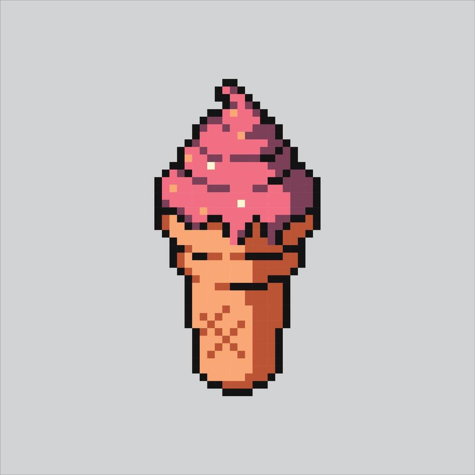 Pixel art illustration Ice Cream. Pixelated Ice Cream. Ice Cream pixelated for the pixel art game and icon for website and video game. old school retro. vector