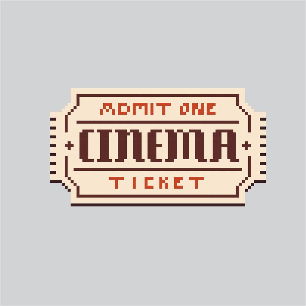 Pixel art illustration Ticket. Pixelated Cinema ticket. Cinema Theatre Ticket pixelated for the pixel art game and icon for website and video game. old school retro. vector