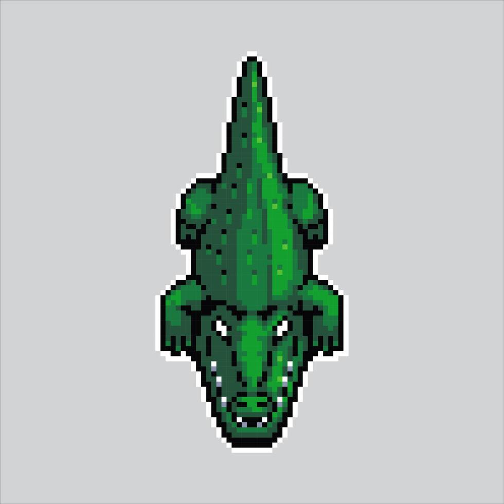 Pixel art illustration Alligator. Pixelated Alligator. Alligator reptile pixelated for the pixel art game and icon for website and video game. old school retro. vector