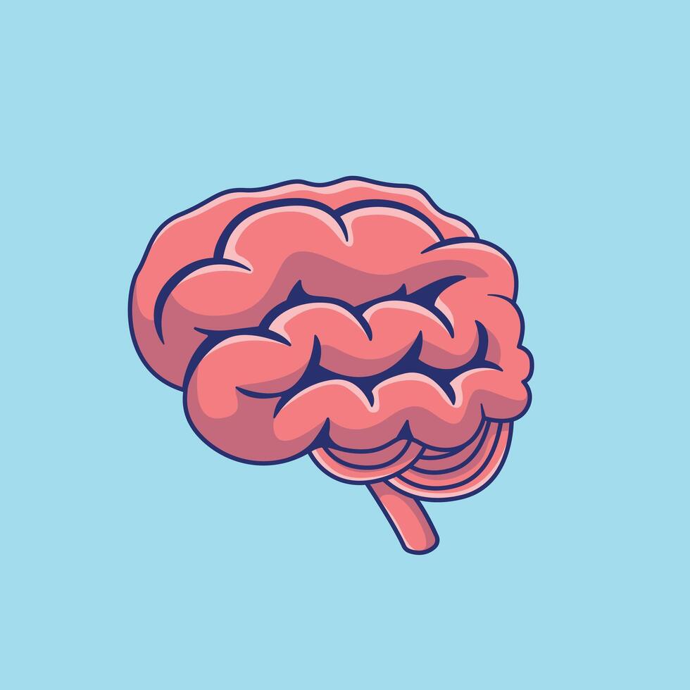 ilustración de iconos de vector de dibujos animados de cerebro. concepto de caricatura plana. adecuado para cualquier proyecto creativo.