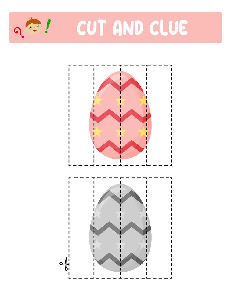 Cut and glue. Easter eggs. Educational game for children vector