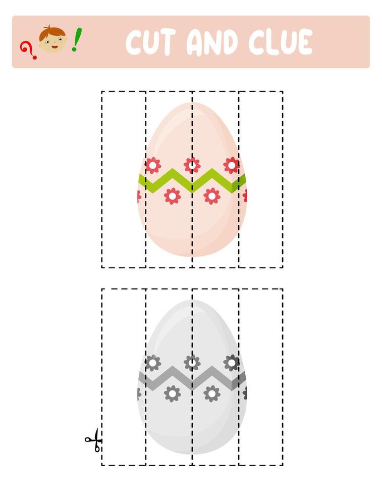 cortar y pegamento. Pascua de Resurrección huevos. educativo juego para niños vector