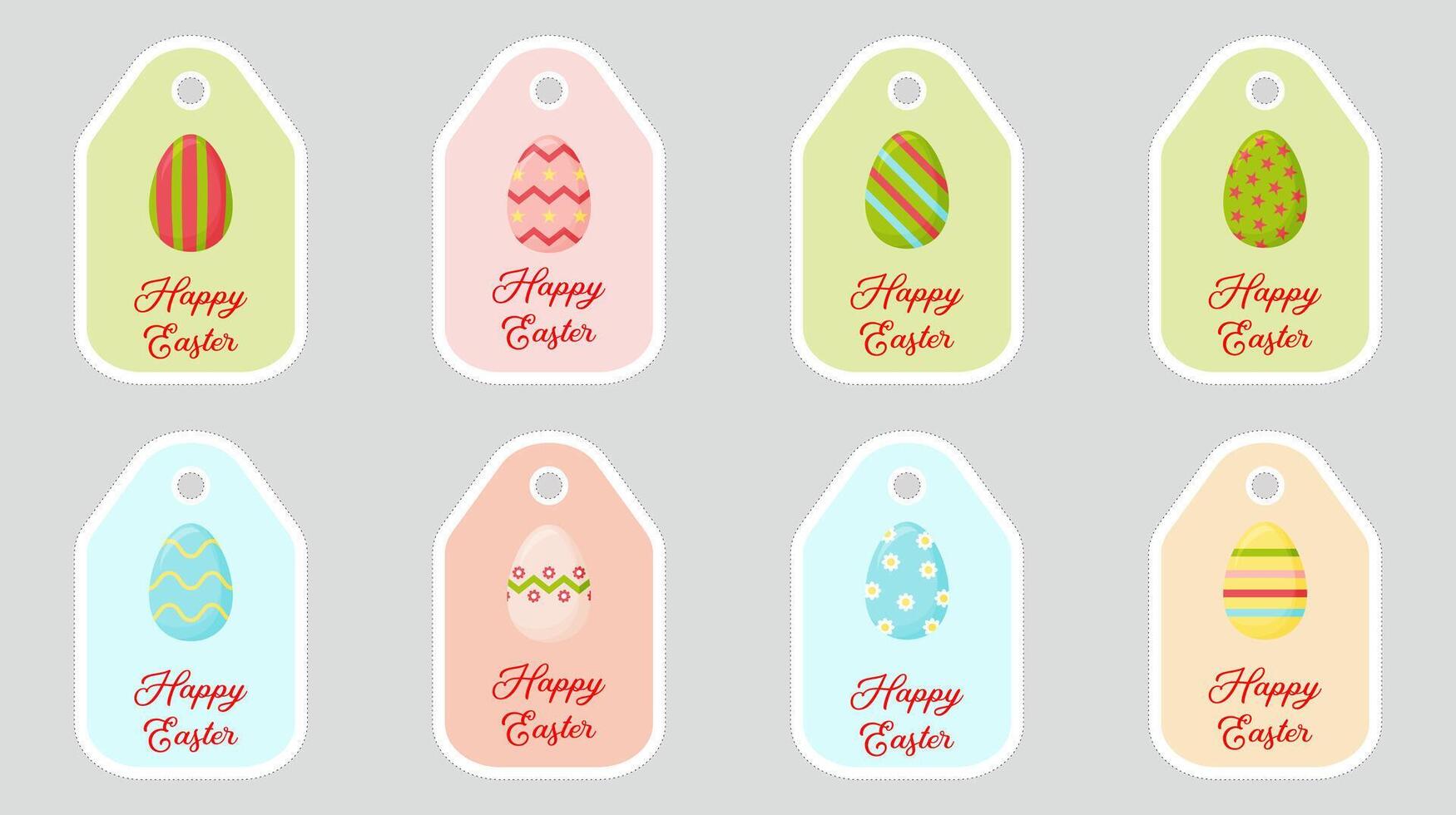 Set of cute Easter egg labels. Memo paper, kindergarten name tag, child's icon. Vector illustration.