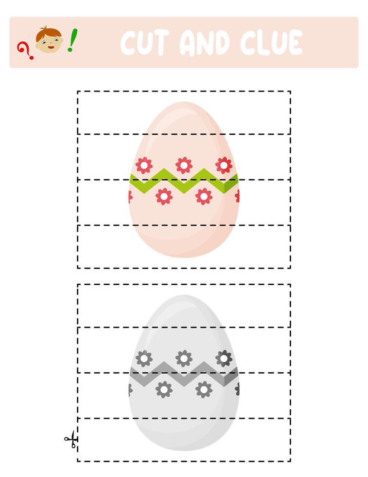 Cut and glue. Easter eggs. Educational game for children vector