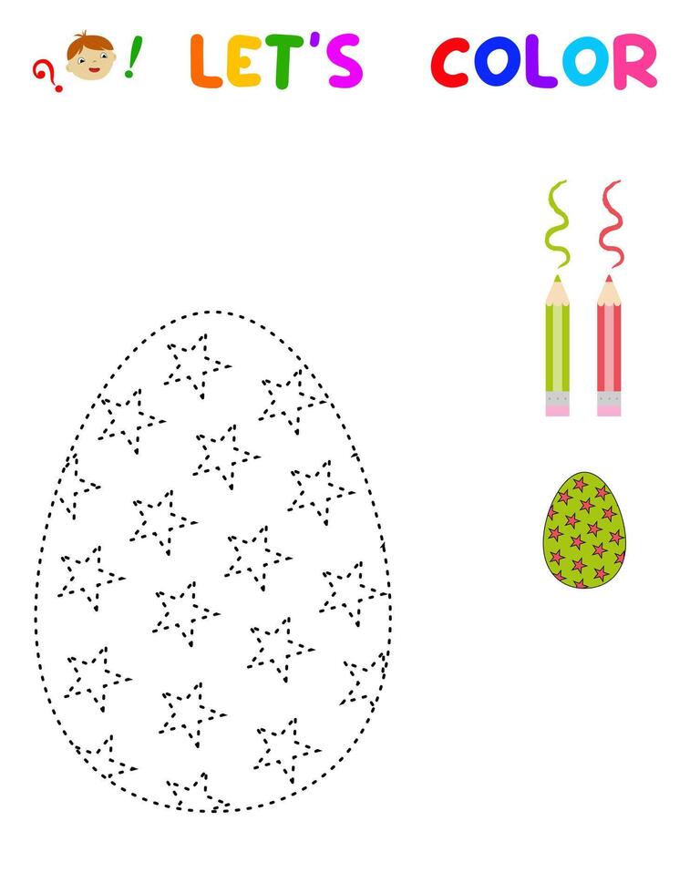 Let 's color . entertainment for children. training sheet. worksheet. Easter eggs vector