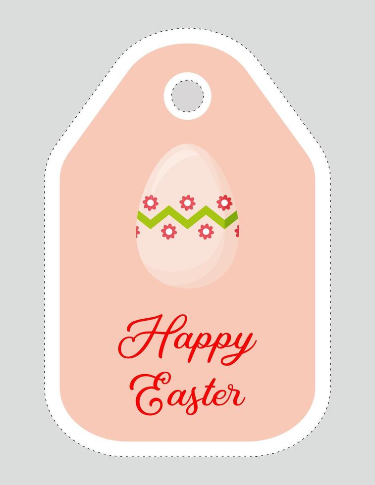 Note of cute easter egg label  illustration. Memo, paper, kindergarten, name tag, kid icon. Vector drawing.