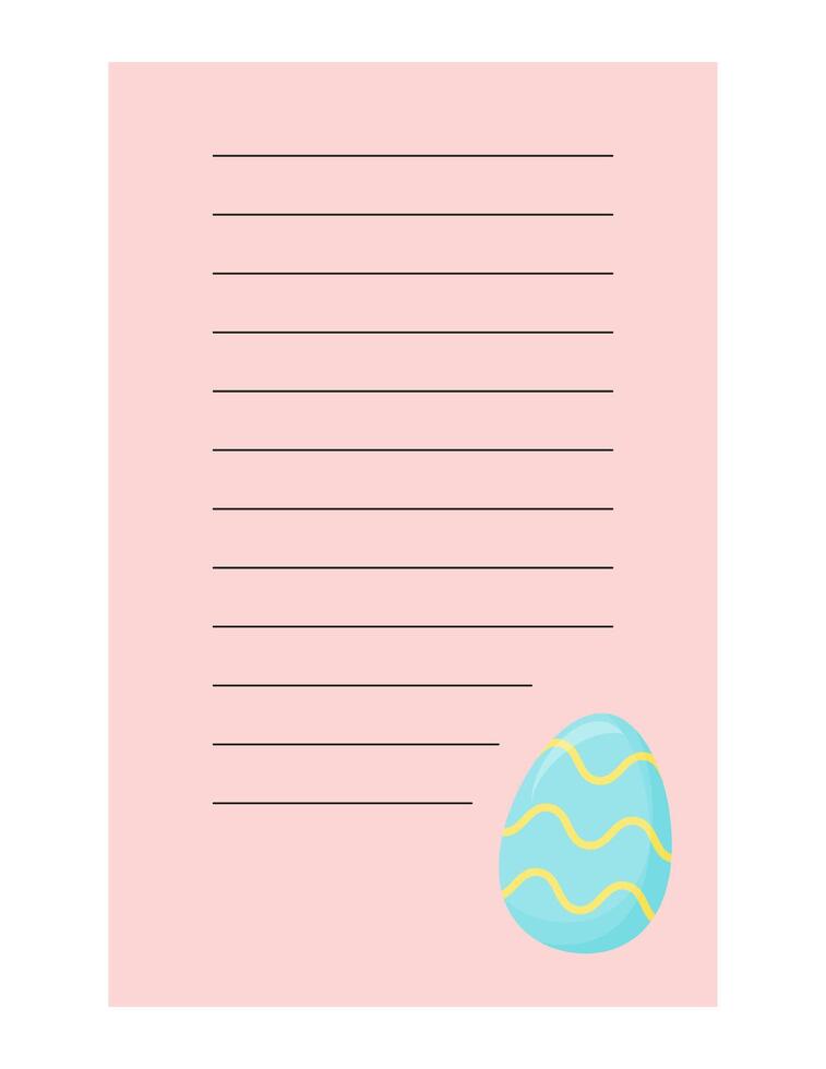 Note of cute easter egg label  illustration. Memo, paper, kindergarten, name tag, kid icon. Vector drawing. writing paper
