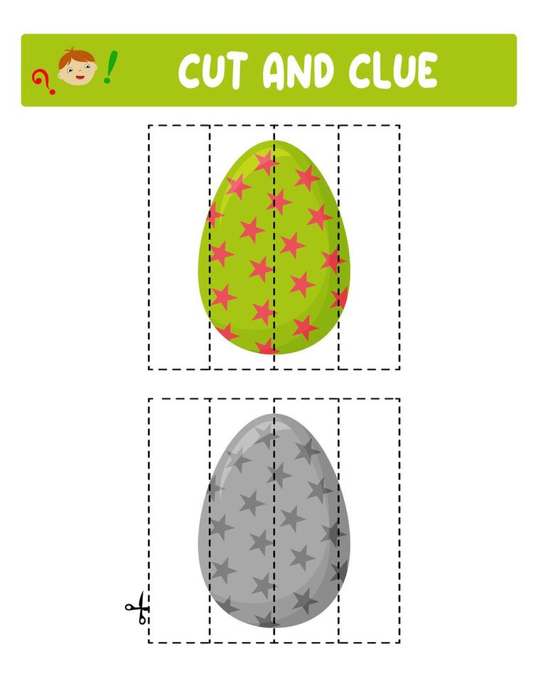 Cut and glue. Easter eggs. Educational game for children vector