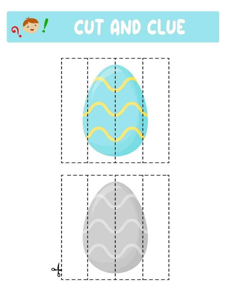 Cut and glue. Easter eggs. Educational game for children vector