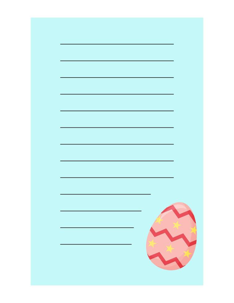 Note of cute easter egg label  illustration. Memo, paper, kindergarten, name tag, kid icon. Vector drawing. writing paper