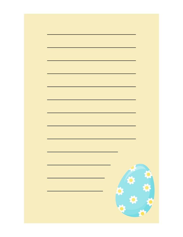 Note of cute easter egg label  illustration. Memo, paper, kindergarten, name tag, kid icon. Vector drawing. writing paper