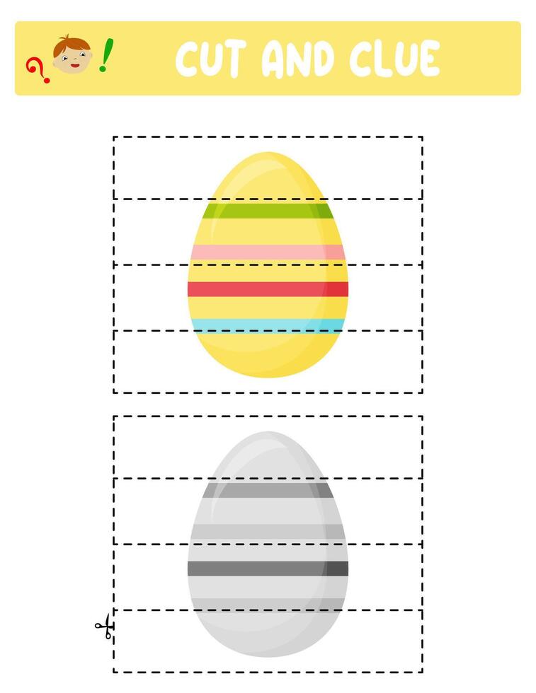 Cut and glue. Easter eggs. Educational game for children vector