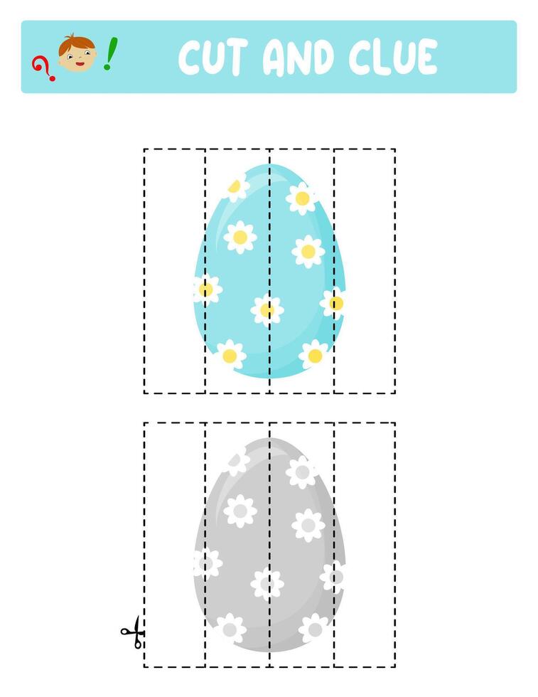 cortar y pegamento. Pascua de Resurrección huevos. educativo juego para niños vector