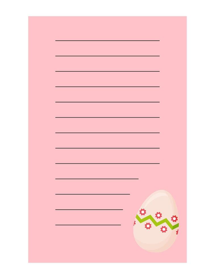 Note of cute easter egg label  illustration. Memo, paper, kindergarten, name tag, kid icon. Vector drawing. writing paper