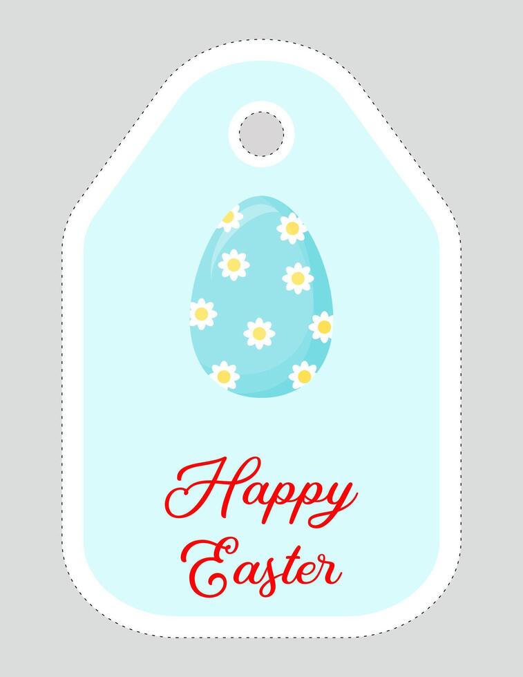 Note of cute easter egg label  illustration. Memo, paper, kindergarten, name tag, kid icon. Vector drawing.