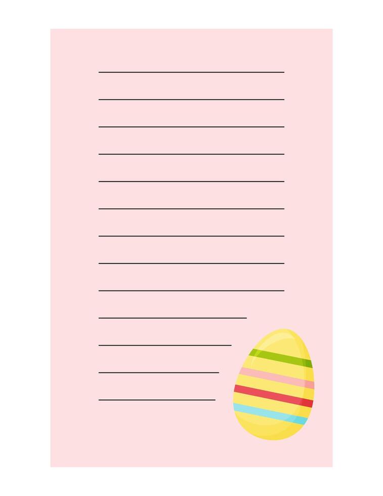 Note of cute easter egg label  illustration. Memo, paper, kindergarten, name tag, kid icon. Vector drawing. writing paper