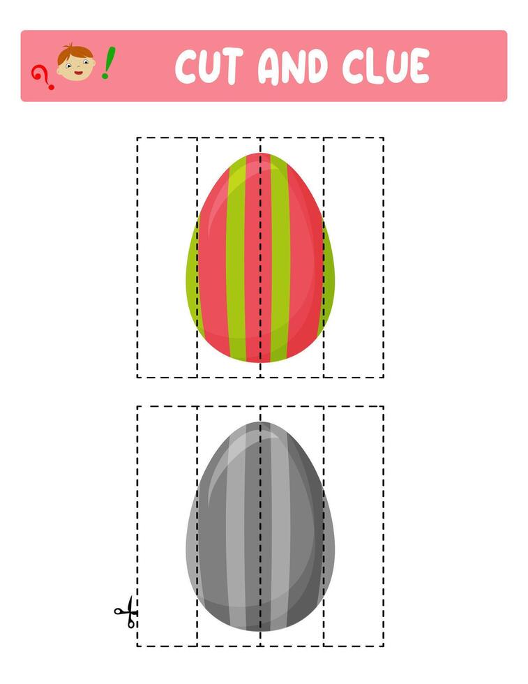 cortar y pegamento. Pascua de Resurrección huevos. educativo juego para niños vector