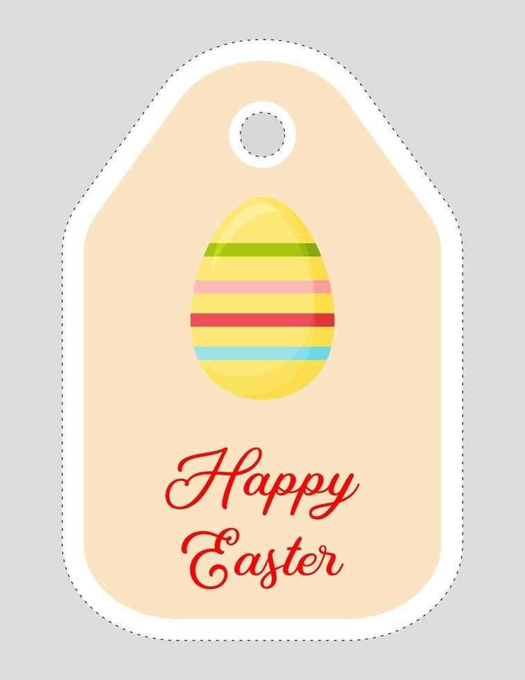 Note of cute easter egg label  illustration. Memo, paper, kindergarten, name tag, kid icon. Vector drawing.