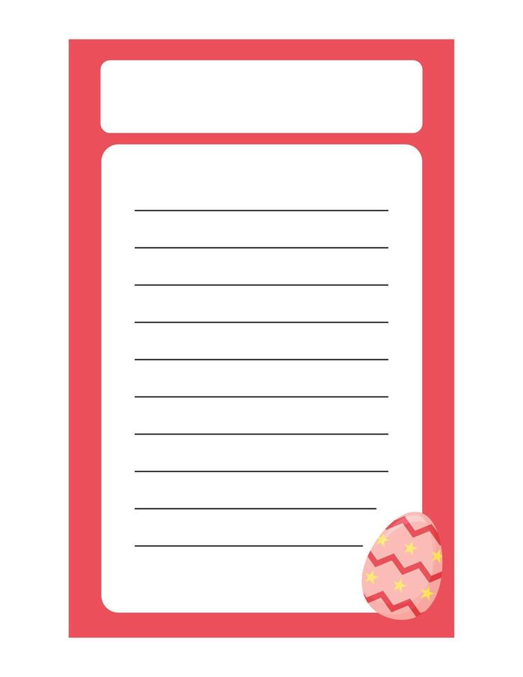 Note of cute easter egg label  illustration. Memo, paper. Vector drawing. writing paper