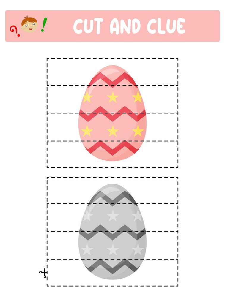 Cut and glue. Easter eggs. Educational game for children vector