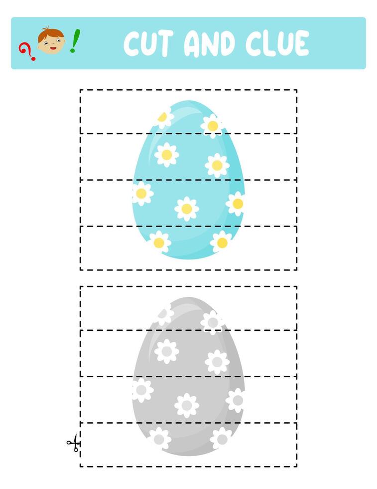 Cut and glue. Easter eggs. Educational game for children vector