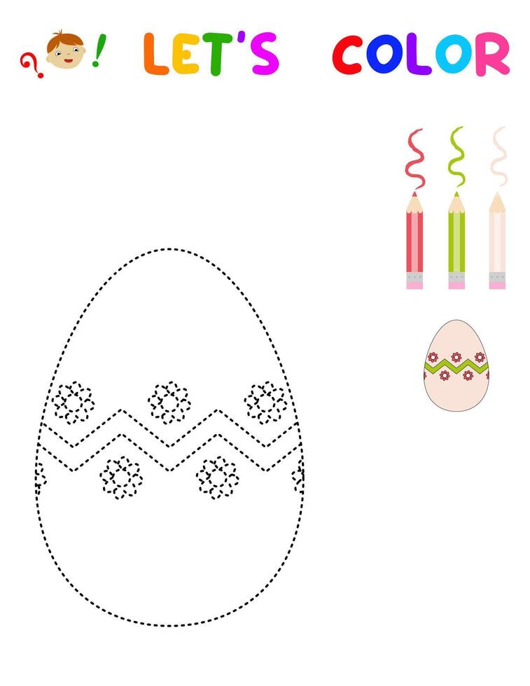 Let 's color . entertainment for children. training sheet. worksheet. Easter eggs vector