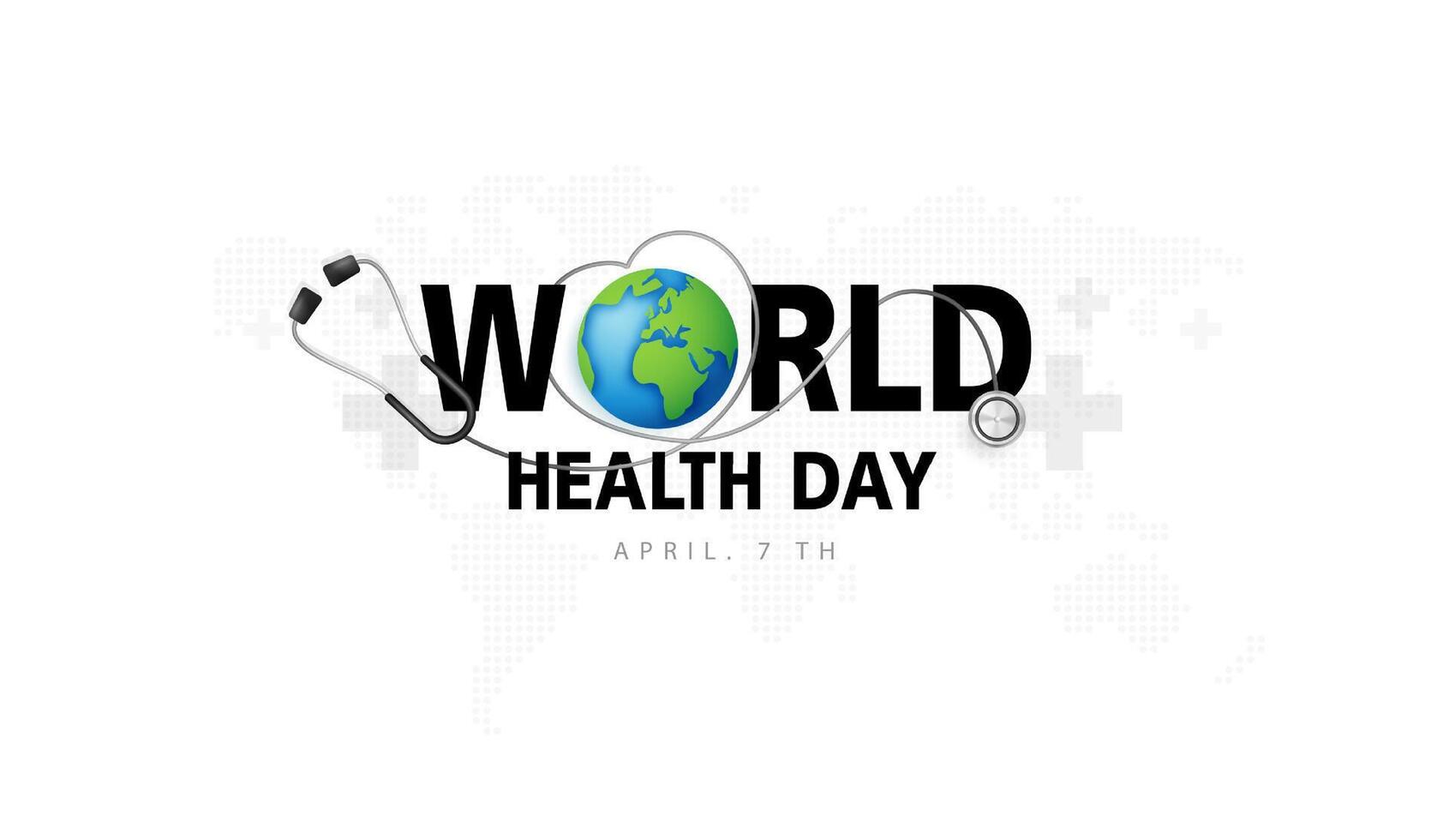 mundo salud día es un global salud conciencia día celebrado cada año en 7mo abril. salud cuidado médico Ciencias con icono digital tecnología mundo concepto moderno negocio. vector diseño