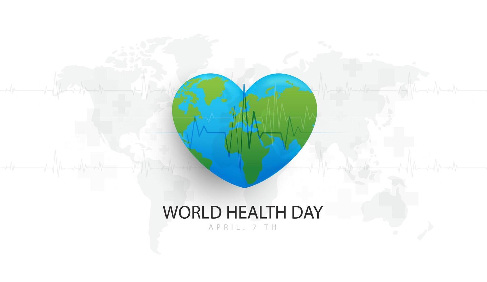 mundo salud día es un global salud conciencia día celebrado cada año en 7mo abril. salud cuidado médico Ciencias con icono digital tecnología mundo concepto moderno negocio. vector diseño