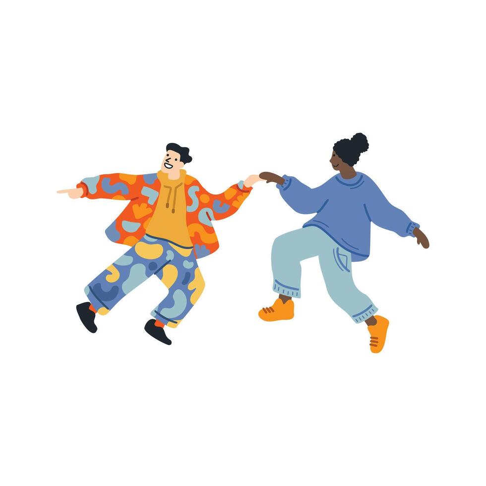 dos personas bailando juntos plano ilustración estilo vector