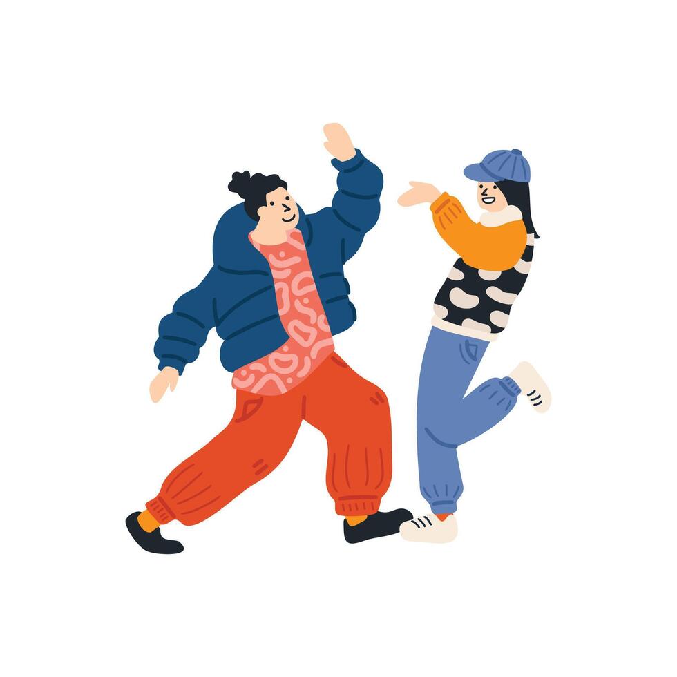 dos personas bailando juntos plano ilustración estilo vector