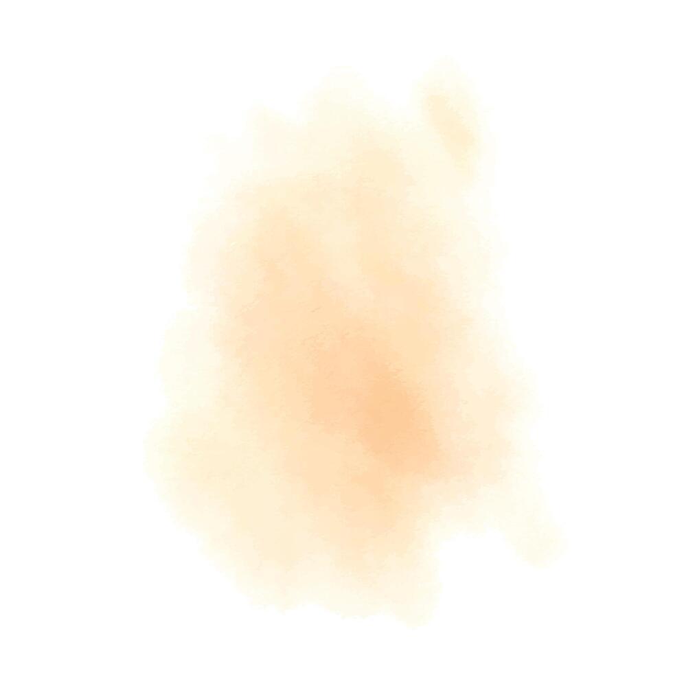 Paint washes, a peach fuzz stain, orange, beige, airy, translucent, with soft, blurry edges. Hand drawn watercolor illustration. Element isolated from background vector