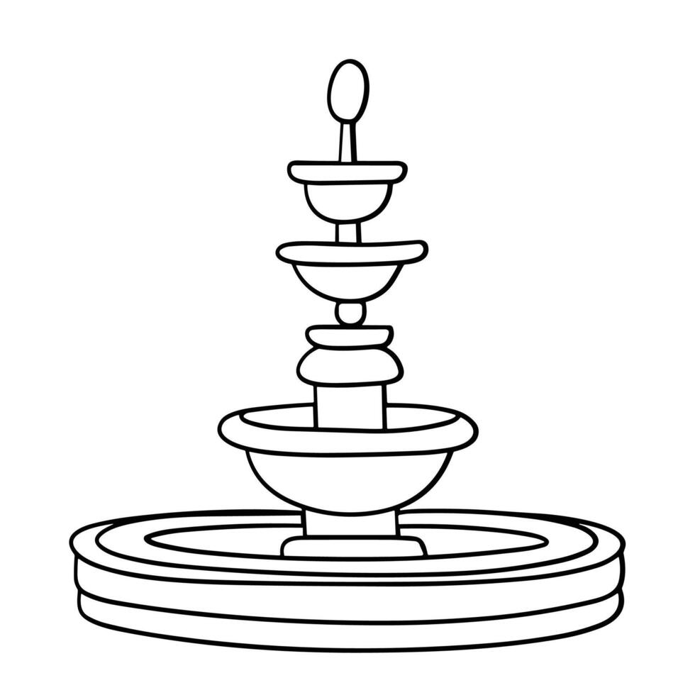 Hand drawn doodle fountain icon. Outline family clipart. Hand drawn vector art.