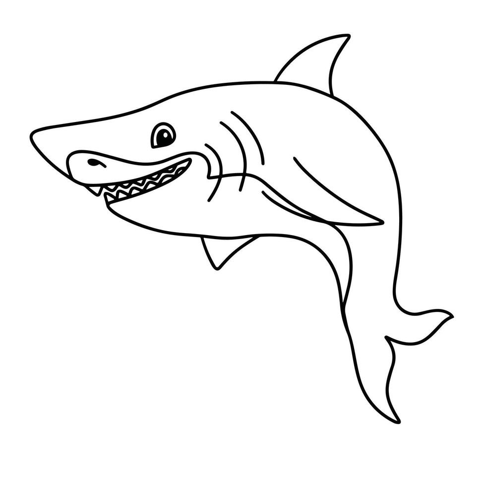 mano dibujado garabatear tiburón icono. contorno familia clipart. mano dibujado vector Arte.