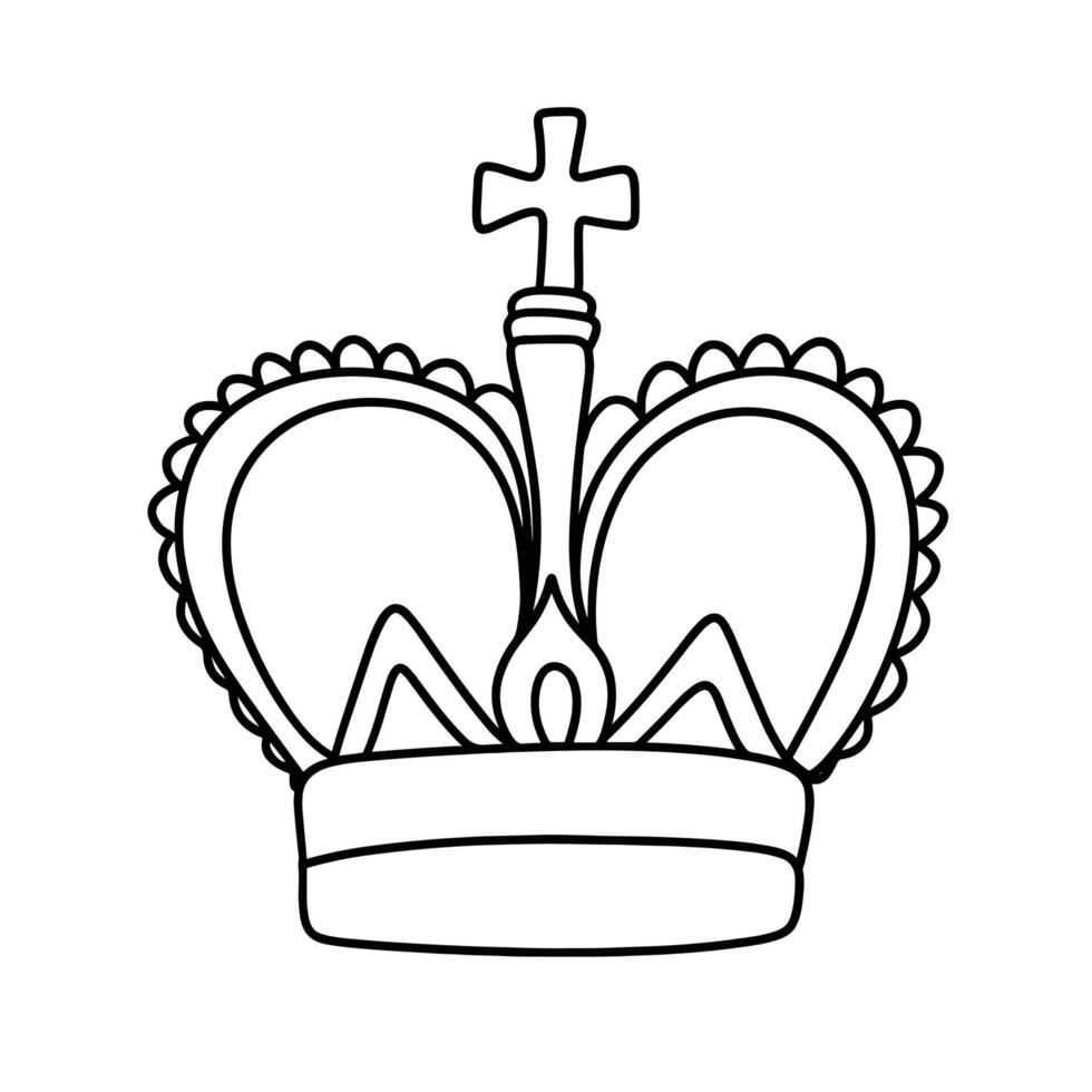 Hand drawn doodle crown icon. Outline family clipart. Hand drawn vector art.