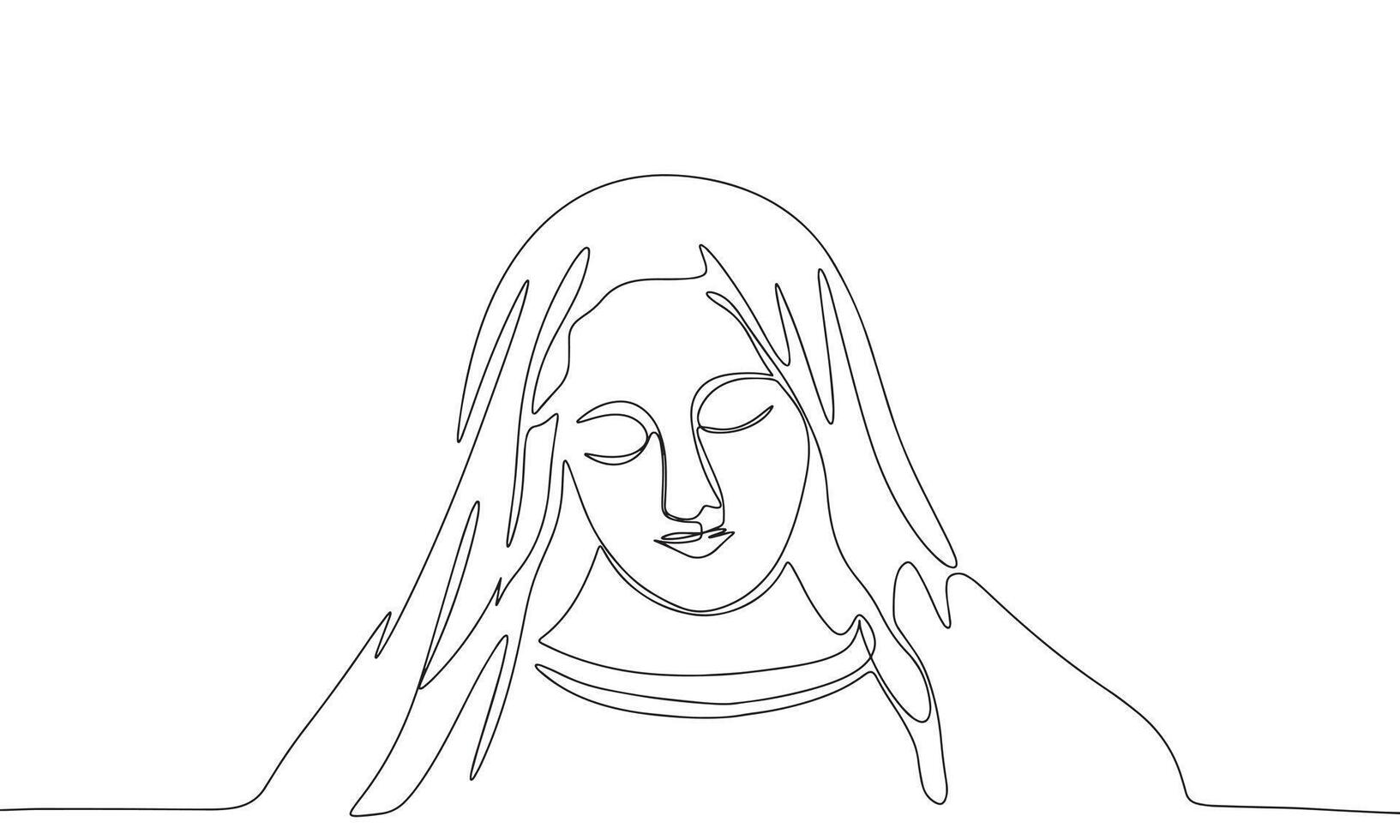 Religion sculpture one line continuous. Line art Religion sculpture isolated on transparent background. Hand drawn vector art.