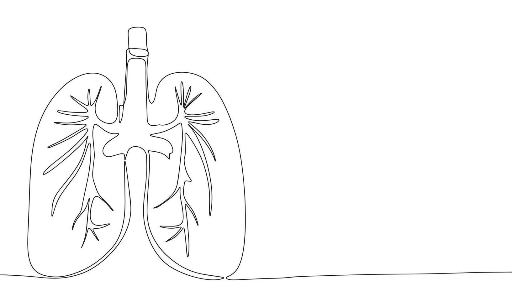 Lungs one line continuous. Line art Lungs isolated on transparent background. Hand drawn vector art.